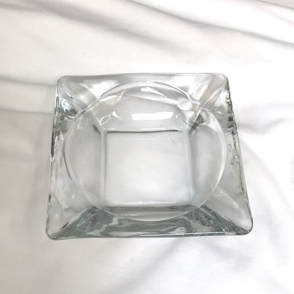 Vintage Clear Square Glass Ashtray
